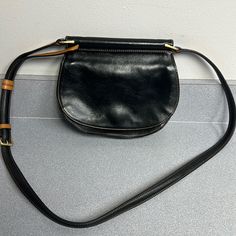 Nwt Cute Black Leather Crossbody With Patterned Interior Fabric. Believe It Is From 2015 Collection. Black Crossbody Saddle Bag For Office, Fall Black Bags With Leather Lining, Black Leather Lined Bags For Fall, Black Leather-lined Bags For Fall, Classic Black Saddle Shoulder Bag, Black Satchel Saddle Bag For Formal Use, Black Saddle Bag With Leather Lining For Daily Use, Black Satchel Saddle Bag For Formal Occasions, Fall Black Leather Lined Shoulder Bag