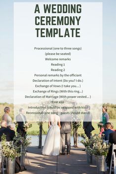 a wedding ceremony is shown with the words,'a wedding ceremony template please be seated welcome