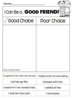 a good friend worksheet with the words i can be a good friend on it