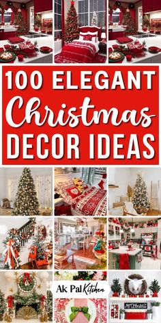 christmas decorating ideas with red and white colors, including trees, presents, wreaths and