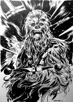 #RyanSook #Chewie #Chewbacca #Wookie #MillenniumFalcon #GalacticRepublic #RebelAlliance #NewRepublic #Resistance #StarWars #Kashyyyk #XWing Star Wars Stencil, Leslie Hung, Yuko Shimizu, Galactic Republic, Chewbacca, Fantastic Art, Star Wars Art