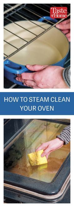 how to steam clean your oven with the help of a sponge and other cleaning products