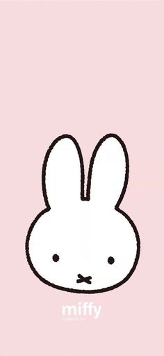 an image of a rabbit face on a pink background with the word miffy written below it