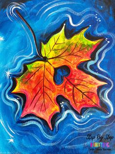 an acrylic painting of a maple leaf