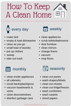 how to keep a clean home info sheet with the words,'how to keep a clean