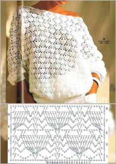 a crocheted shawl is shown with the pattern in white and has an openwork design on it