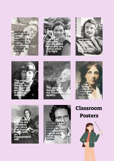 a poster with many different women on it's back side and the words classroom posters above them