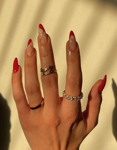 Incredible Short Red Nail Designs Ideas 2023||Red Nails For Womens 2023 Almond Nails Red, Red Acrylic Nails, Beauty Nails Design, Smink Inspiration, Nail Design Inspiration, Red Nail Designs, Almond Nails Designs, Red Nail