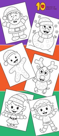 christmas coloring pages for kids with pictures of santa and snowman on the top one