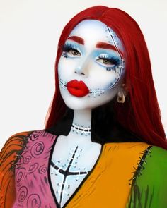 Sally Makeup Halloween Easy, 2022 Halloween Makeup, Game Halloween Costumes, Horror Movie Makeup, Halloween Makeup Terror, Halloween Makeup Looks Easy, Halloween Beauty Makeup, Sally Makeup, Best Halloween Makeup