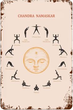 the chakra namaska is shown in an old style poster with various poses