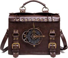 Steampunk Crossbody Shoulder Purse Leather Messenger Bag Satchel School Bag Gothic Retro Briefcase for Women (A-028) : Amazon.ca: Clothing, Shoes & Accessories Steampunk Mode, Moda Steampunk, Steampunk Aesthetic, Gothic Bag, Leather Rivets