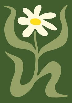 a flower that is in the middle of a green background with white and yellow petals