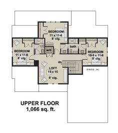 the upper floor plan for this house