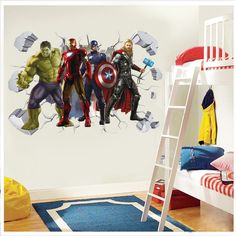 Marvel Avengers Wall Stickers For Kids Rooms Living Room Bedroom Wall Decoration Super Hero Boy's Super Hero Boys Room, Superhero Wall Stickers, Avengers Wall, Home Cartoon, Superhero Decorations, Avengers Spiderman, Wall Stickers For Kids, Bedroom Wall Decoration, Baby Boy Bedroom