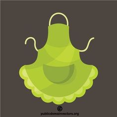 an illustration of a green apron with scallops hanging from it's sides