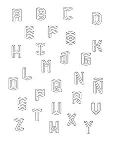 the alphabet is made up of lines and letters that appear to be in different directions