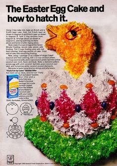 an advertisement for the easter egg cake and how to hatch it