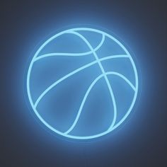 a blue neon basketball ball on a black background