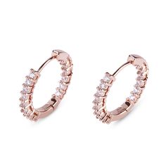 Dainty and dazzling, these hoop earrings lend a touch of sparkle to your look. Crafted in sterling silver, these earrings are available in three plating colors. The hoop earrings are a classic versatile choice for every woman. Carat Weight: 1.82 ctStone Size: 2 mmStone Type: Jeulia® StoneNumber of Stones: 28 Stone Color: Diamond WhiteStone Shape: RoundWeight: 1.97 gWidth: 2.34 mmHeight: 3.2 mmThickness: 2.35 mmMaterial: 925 SilverPlating Color: Silver Twisted Band Ring, Moissanite Engagement Ring Halo, Twisted Band, Earrings Hoop, Jewelry Images, Round Moissanite, Silver Prices, Sterling Silver Hoop Earrings, Sterling Silver Hoops