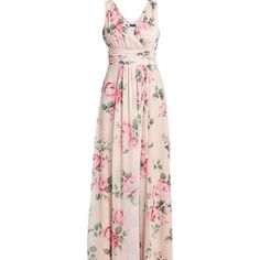 Condition New. ( Size It 42) Authentic % Feminine Pink Maxi Dress For Formal Occasions, Formal Feminine Pink Maxi Dress, Elegant Pink Floral Print Dress, Pink Feminine Maxi Dress For Cocktail, Feminine Pink Maxi Dress For Cocktail, Pink Floral Print Cocktail Maxi Dress, Kdrama Outfits, Long Floral Dress, Floral Dresses Long