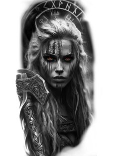 Lagatha Vikings Tattoo, Viking Shield Maiden Tattoo, Viking Women Tattoo, Hel Goddess Tattoo, Viking Warrior Woman Tattoo, Valkyrie Tattoo Men, Viking Woman Tattoo, Shieldmaiden Tattoo, Lion Forearm Tattoos