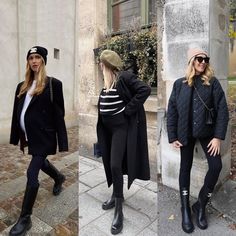 Paris Maternity Outfits, Black Pants Maternity Outfit, Pregnant Outfit Ideas Winter, Pregnant Work Outfit Winter, Paris Pregnant Style, Pregnant Outfit Autum, Winter Fashion Pregnant, Pregnant Looks Winter, Winter Pregnancy Outfits 2024