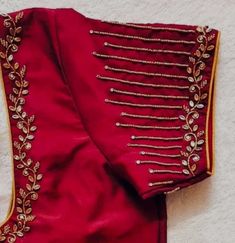 simple neck and hand designs Blouse Neck Beads Work, Red Blouse Aari Work Designs Simple, Simple Neck Aari Design, Simple Embroidery For Blouse, Blouse Hand Work Designs Simple, Simple Blouse Aari Work Designs, Simple Aari Neck Designs, Simple Bead Work Blouse, Aari Simple Blouse Design