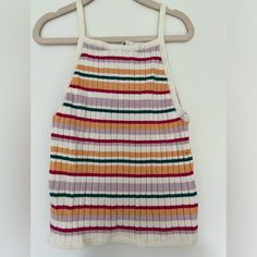 Multi Colored Tank Is A Sweater-Like Material. The Black And White Tank May Be Sized Incorrectly Because It Fits Like The 10-12 Boys Tank Tops, Small Tank Tops, H&m Shirts, Tanktop Girl, Sleeveless Pullover, Tank Girl, Ribbed Tank Tops, Striped Tank Top, Pink Tank Top