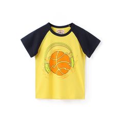 4-12Y Basketball Print Short Sleeve Contrast Crew Neck Boys T Shirts Wholesale Kids Boutique Clothing Cheap Sporty T-shirt For Playtime, Basketball Print, Wholesale Shirts, Girl Rainbow, Kids Boutique Clothing, Girls Blouse, Kids Boutique, Boys Top, Girls Sweaters