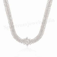 Natural SI/H Diamond Collar Wedding Necklace 14k White Solid Gold 12.50 Ct. Classic White Gold Hallmarked Bridal Necklace, Classic White Gold Bridal Necklace, Formal Bridal Marquise Diamond Necklace, Luxury Marquise Diamond Necklace For Wedding, Luxury Marquise Cubic Zirconia Jewelry, Silver Marquise Necklace With Prong Setting, Silver Diamond Necklace With Marquise Prong Setting, Marquise Diamond White Jewelry For Formal Occasions, Formal Marquise Diamond White Jewelry