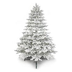 a white christmas tree with snow on it