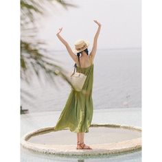 Beach Outfit Casual Green Slip Dress Material: Polyester Style: Sweet, Boho Size: Free Size Color: Blue Applicable Scene: Leisure, Daily,Vacation Casual Dresses For Beach Party During Resort Season, Summer Beach Dress For Spring, Spring Breezy Beach Dress, Summer Style Beach Dress For Spring, Casual Summer Sundress For Vacation, Beach Sundress For Spring And Summer, Summer Maxi Dress For Resort Season, Beach Sundress In Green, Casual Beach Dress For Poolside In Spring