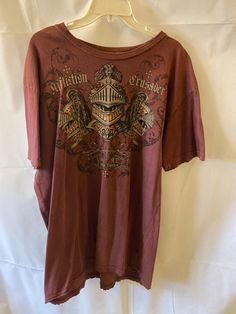 Affliction Brand Original XL short sleeve Brown Brown Distressed Short Sleeve Top, Brown Short Sleeve Distressed Top, Distressed Cotton Short Sleeve Shirt, Distressed Cotton Shirt With Short Sleeves, Brown Short Sleeve Grunge Tops, Affliction Men, Short Sleeve Shirt, Sleeve Shirt, The Originals