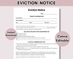 the eviction notice form is shown in red and black with two circles around it