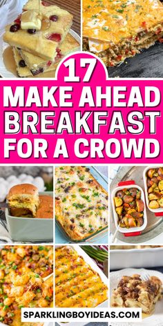 Whip up a breakfast for a crowd with our easy breakfast ideas that everyone will love! From savory breakfast casseroles to sweet brunch recipes for large groups, we've got you covered. Try our make-ahead breakfast recipes to save time or explore our breakfast party menu ideas for stress-free mornings. Perfect for holiday gatherings or big family breakfasts, our breakfast ideas are sure to please. Discover quick large group breakfasts and breakfast potluck favorites that are both quick and easy. Breakfast Ideas For A Crowd, Easy Make Ahead Breakfast, Make Ahead Brunch Recipes, Cheap Breakfast, Sweet Brunch, Make Ahead Brunch, Large Breakfast