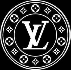 the logo for louis vuitton is shown in black and white with skulls around it