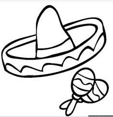 a drawing of a sombrero and a lollipop