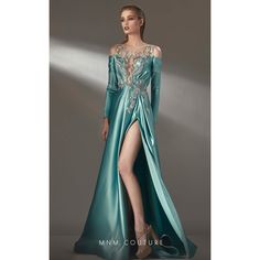 Mnm Couture Mnm Couture K3886 Glitter Room, Draped Gown, Mnm Couture, Dress Display, A Line Evening Dress, Space Ships, Illusion Neckline, فستان سهرة, Satin Gown