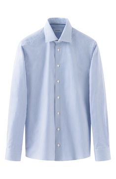 Cut in a slim fit, this sharp dress shirt is constructed from a high-performance, crease-resistant blend of cotton and organic cotton and fitted with a classic spread collar. French placket Spread collar with collar stays Convertible French cuffs 50% organic cotton, 50% cotton Machine wash, line dry Imported Collar Stays, Pastel Blue, Cotton Dress, Cotton Dresses, Dress Shirt, High Performance, Convertible, Organic Cotton, Nordstrom