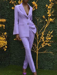 Elegant Plain Regular Fit Lapel Collar Blazer Graduation Suits For Women, Graduation Attire, Graduation Outfit Ideas, Graduation Suits, Purple Suit, Pant Suits For Women, Blazer Outfits For Women, Purple Suits, Purple Outfits