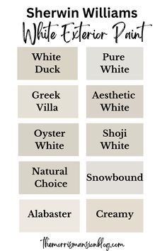 the names of different types of white letters and their meaning in each letter, which are also