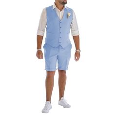 Category:Linen Suits; Season:Spring,Summer; Fabric:Linen Blended; Front Closure:Single-Breasted Buttons; Includes:Vest,Pants; Occasion:Wedding,Beach,Summer; Fit Type:Tailored Fit; Jacket Vents:Single (Center); Vest Buttons:5; Pattern:Solid Colored; Neckline:V Neck; Listing Date:04/17/2023; Production mode:External procurement; Pant Length:; Pants Waist:; Shoulder Width:; Sleeve Length:; Bust:; Hips:null; Clothing Length:; Number of Pieces:2 Piece; Design:Classic; Clothing Waist:null Men Linen Suits, Summer Groom, Linen Wedding Suit, Wedding Shorts, Mens Linen Suit, Groomsmen Vest, Linen Suits For Men, Suit Prom, Wedding Waistcoats