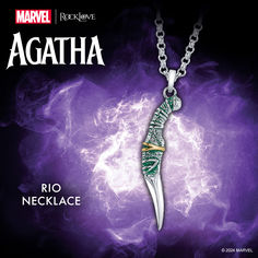 a necklace with an arrow on it and the words agatha written in gold