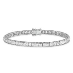 Sterling Silver Polished Finish Rhodium Plated Cubic Zirconia Bracelet with Box Catch Clasp Cubic Zirconia Bracelet, Real Diamonds, Someone Special, Rhodium Plated, Everyday Look, Dressing Up, Diamond Bracelet, Thoughtful Gifts, Elevate Your Style