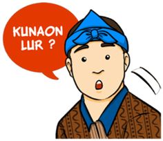 a man with a blue bandana on his head and an orange speech bubble saying kunon lur?