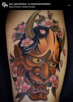 Koi Colored Tattoo, Pez Koi Tattoo, Hanya Mask Tattoo, Samurai Mask Tattoo, Mascara Oni, Foo Dog Tattoo Design, Hero Tattoo