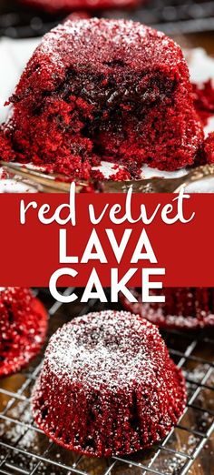 red velvet lava cake on a cooling rack