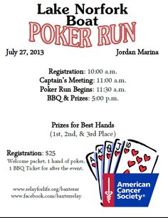 a flyer for the lake norfolk poker run