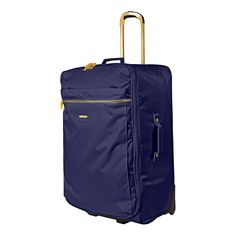 Embark on your next adventure with the Joy Mangano Joy Eco-Luxe World Traveler Light & Chic Wheeled Suitcase. This stylish 27" suitcase is not only a travel essential but also an eco-friendly choice, crafted from 100% post-consumer recycled material.

- Size: 27"
- Color: Blue
- Material: 100% post-consumer recycled material
- Gender: Female
- Features: Anti-microbial technology

Perfect for both short trips and long voyages, this suitcase combines durability with a lightweight design, ensuring Gold Luggage With Sleeve For Travel, Gold Rectangular Luggage For Travel, Functional Blue Luggage For Daily Use, Gold Rectangular Travel Cases, Classic Blue Travel Luggage, Functional Blue Luggage With Sleeve, Blue Luggage For On-the-go, Rectangular Blue Luggage With Sleeve, Unique Dresser